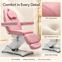 Table de massage électrique rose pour esthéticienne, fauteuil inclinable réglable pour salon de beauté