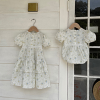 Gaun Princess anak perempuan, gaun pesta ulang tahun anak perempuan, Gaun motif bunga mawar elegan, pakaian anak-anak gaya Korea 2022