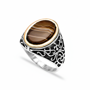 Tiger Eye Gemstone Oval Shape Authentic <b>Men</b> <b>Ring</b> Turkish Wholesale Handmade 925 Sterling <b>Silver</b> for <b>Men</b> - Product Image 2
