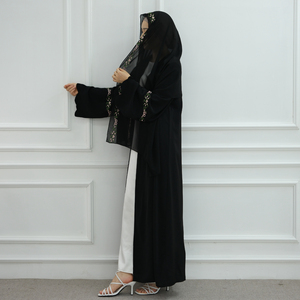 2025 New Fashion Embroidered Nida <strong>Abaya</strong> <strong>Beautiful</strong> Floral Pattern Modest Islamic Clothing Dubai Elegant Cardigan with Hijab <strong>Abaya</strong> - Product Image 5