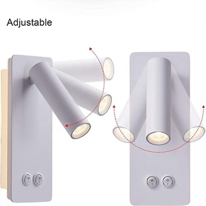 LED đọc sách tường đèn đêm Tường Đèn cắm trong dây có thể điều chỉnh tường sconces đèn nền 6W + 3W 3000K ánh sáng ấm áp - Product Image 3