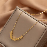 Kalung rantai ular untuk wanita, kalung rantai liontin hati bahan baja tahan karat tidak pudar perhiasan 18 K warna emas
