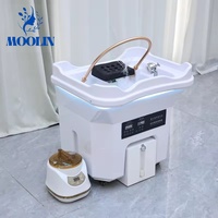 Moolin Mobilier de salon noir et blanc, Bac de lavage de cheveux avec réservoir d'eau intégré, pour spa capillaire, Vente en gros