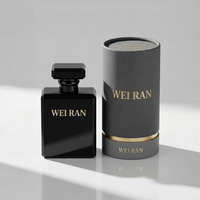 Vente en gros de flacons de parfum noirs uniques de 30 ml, 50 ml, 100 ml, flacon de parfum cosmétique de luxe en verre noir, transparent avec bouchon