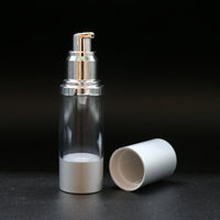 Flacons pompe airless de luxe en plastique argenté dépoli de 30 ml avec sérigraphie pour sérum/huile cosmétique