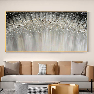 Arte de pared brillante pintado a mano arte texturizado abstracto pintura al óleo sobre lienzo pintura de Arte de pared grande para decoración de sala de estar de hotel - Product Image 4