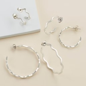 Boucles d'oreilles créoles torsadées en argent sterling 925 avec boucles d'oreilles créoles épaisses et torsadées minimalistes en argent sterling 925, bijoux pour femmes - Product Image 6