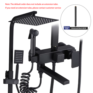 Ensemble <span class=keywords><strong>de</strong></span> robinet <span class=keywords><strong>de</strong></span> bain-<span class=keywords><strong>douche</strong></span> mural en laiton noir contemporain Kits complets avec douchette et jets <span class=keywords><strong>de</strong></span> pluie souples - Product Image 3