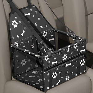 Panier de transport pour animaux de compagnie, motif empreintes de pattes noires, en maille, pour siège arrière de voiture, pour chiens et chats, pour les voyages en véhicule - Product Image 1