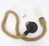 Jaune créatif jute corde de chanvre pendentif lumière e26 e27 support de lampe