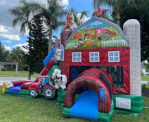 Farm Life Bounce House Combo - Wet/Dry vente en gros de combo humide avec toboggan nouvelle maison gonflable avec ventilateur - Product Image 2
