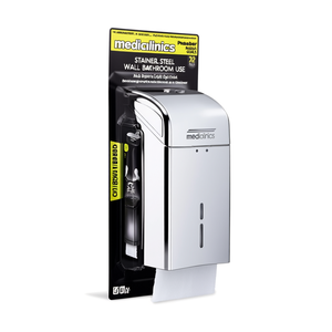 Dispenser di carta Mediclinics in acciaio inox da parete per uso in bagno - Product Image 2