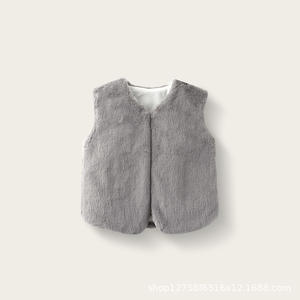 Gilet en fausse fourrure style coréen pour filles, <span class=keywords><strong>veste</strong></span> longue chaude à simple boutonnage pour enfants, pour l'automne/hiver, vente en gros - Product Image 3