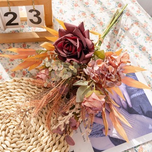 Bouquet de fleurs artificielles CallaFloral Rose d'automne en tissu tissé plastique pour décoration maison et mariage CF01340 - Product Image 2