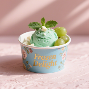 Custom Printed <b>Disposable</b> Paper Ice Cream <b>Cup</b> with Dome Lid Flat Lid Wholesale Food Safe Paper Frozen Yogurt <b>Cup</b> - Product Image 2