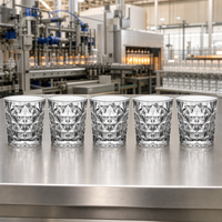Verre à whisky taillé au diamant de qualité supérieure, fabriqué à la machine, personnalisé, en gros, en verre transparent pour bar, hôtel, maison, fêtes et boissons