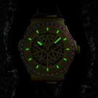 Montre mécanique automatique de luxe pour homme MIGE 42MM avec boîtier rond en or saphir et bracelet en cuir véritable, mouvement squelette Miyota