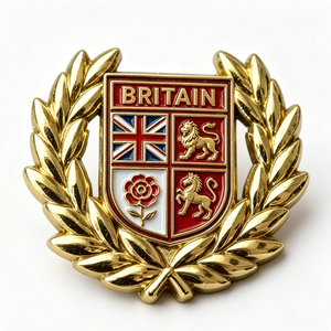 Britain Crest Metal <b>Pin</b> Gold Plated Hard Enamel Souvenir <b>Badge</b> Patriotic Design Rectangle Shape Zinc Alloy Craft - Product Image 4