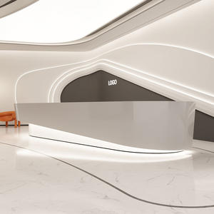 Mostrador frontal minimalista con logotipo personalizado, mostrador de recepción <span class=keywords><strong>tribesigns</strong></span> extra grande con mostrador para salón de belleza - Product Image 2