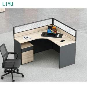 Scrivania da Ufficio Modulare a L in Legno Moderno con Partizione e Funzione Estensibile, Ufficiale Liyu - Product Image 2