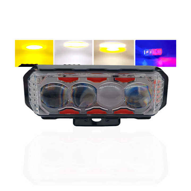 RGB LED Mini Driving Lights Motorcycle Spotlights with 6 Modes Four Lenses Front Fog Lamp DRL Bulb for Cars