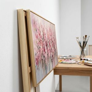 ภาพวาดสีน้ำมันลายดอกไม้สีชมพูแบบนามธรรม วาดด้วยมือ 100% สมัยใหม่ ภาพพื้นผิวหนา 3 มิติ สำหรับตกแต่งผนังบ้าน ห้องนั่งเล่น - Product Image 3