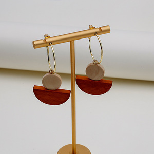 Sdell colgante de Pendientes de Forma geométrica de madera mới Bohemian gỗ hình học dài bông tai bạc kim tai móc - Product Image 2