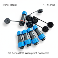 Connecteur étanche IP68 série SD à montage sur panneau, câble mâle/femelle, 1 à 14 broches pour éclairage sous-marin