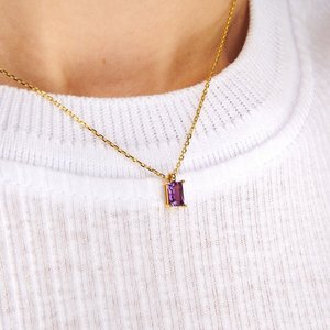 <span class=keywords><strong>Birthstone</strong></span> Dây chuyền 18K vàng mạ thép không gỉ Mặt dây chuyền vòng cổ không gây dị ứng không xỉn không thấm nước đồ trang sức - Product Image 3