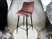 Tabouret de bar en velours scandinave de luxe, base en métal avec coussin de siège, tabourets de bar personnalisés pour la maison, le commerce et les restaurants