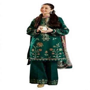 Robes de fête et tenues de cérémonie de haute qualité pour l'Aïd 2026, dernières collections tendance pour l'été, ensemble 3 pièces en tissu lawn avec logo et étiquette personnalisés - Product Image 1