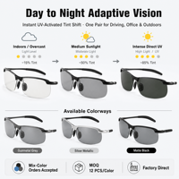 Lunettes de Conduite Haute Qualité en Métal Personnalisées Polarisées à Vision Nocturne, Lunettes Solaires Photochromiques pour le Jour et la Nuit