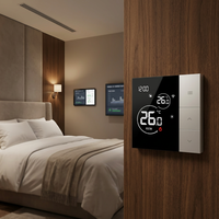 Termostato Digital Programable WIFI AC620F para Fan Coil de 2/4 Tubos, Diseño Cuadrado Moderno, Ahorro de Energía, Montaje en Pared, 220V, Efecto Llama