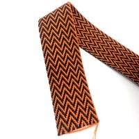 Sangle en jacquard en nylon polyester noir et orange de haute qualité de 38 mm en forme de W pour sacs, ceintures, colliers pour animaux de compagnie, accessoires de couture DIY