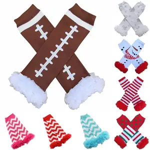 Christmas Halloween Dots Striped Chiffon Ruffle Baby Leg Warmers For Girls