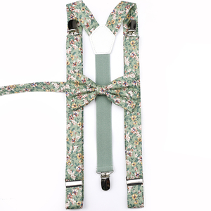 Conjuntos de <span class=keywords><strong>Tirantes</strong></span> <span class=keywords><strong>y</strong></span> Corbatas de Lazo de Algodón Floral Verde Salvia para Hombres, Mujeres <span class=keywords><strong>y</strong></span> Niños, <span class=keywords><strong>Tirantes</strong></span> Ajustables para Pantalones, Accesorio para Faldas de Niña, Regalo - Product Image 1
