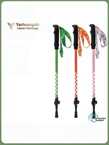 Bâton de randonnée pliable en alliage d'aluminium, 3 sections, longueur réglable 62 cm, bâton de randonnée portable avec embout en caoutchouc et poignée en EVA - Product Image 6