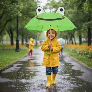 Durable Factory Stock Children's Personalized Straight <b>Umbrella</b> with Animal Shape Ears & Whistle for Back to School - Product Image 1