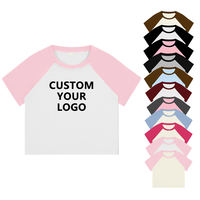 T-shirt court pour femme RUICHI 220 g/m² à manches raglan, coupe ajustée, style baby tee multicolore pour l'été