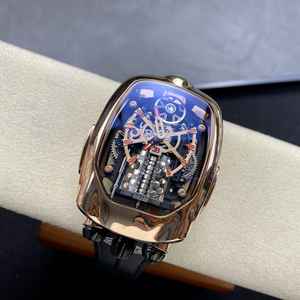 Jacob & Co 럭셔리 부가티 시론 뚜르비옹 크리스탈 다이얼 스포츠 시계 16기통 피스톤 엔진 러버 데이 할로우 - Product Image 6