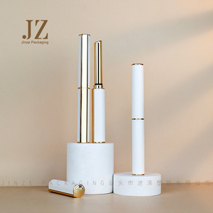 Jinze lungo e sottile di <span class=keywords><strong>goccia</strong></span> <span class=keywords><strong>a</strong></span> forma di tubo del rossetto di colore oro con bianco autoadesivo di cuoio contenitore di rossetto - Product Image 5