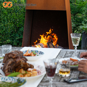 Foyer extérieur en acier Corten carré moderne résistant au feu pour patio décoration de jardin camping bois de chauffage - Product Image 1