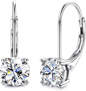 Boucles d'oreilles pendantes plaquées argent sterling Moissic unisexes - Product Image 1