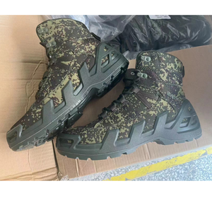 Bottes tactiques en cuir microfibre camouflage vert numérique TSB07 pour l'extérieur, chaussures de randonnée en daim de vache - Product Image 1
