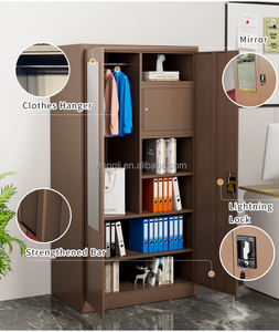 خزانة خزانة خزانة معدنية من الحديد البني قابلة للقفل مع خزانة آمنة من الفولاذ - Product Image 5