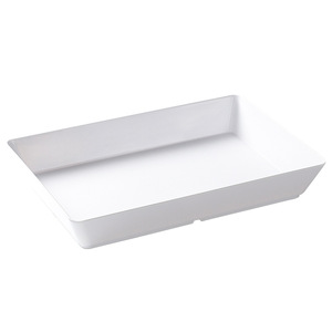 Ensemble de plateaux de service rectangulaires blancs en mélamine, assiettes profondes pour buffet, repas d'hôtel, présentation alimentaire - Product Image 5