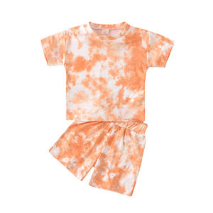Conjunto de 2 Piezas de Camiseta y Pantalones Cortos Tie Dye Multicolor 2021 para Niños y Niñas, Ropa Infantil de Moda al por Mayor - Product Image 4