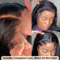 ZSF Rambut Manusia Perawan Brasil Wig Renda Depan Halus Lurus Wig Renda HD Wig Rambut Manusia Warna Alami untuk Wanita Hitam