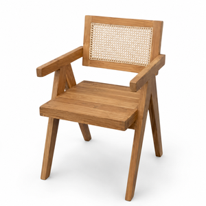 Chaise de salle à manger en bois, style Mid-Century, avec dossier ergonomique, fauteuil à assise en corde, pour la maison, le bureau, le restaurant, le café, mobilier personnalisable avec revêtement. - Product Image 1