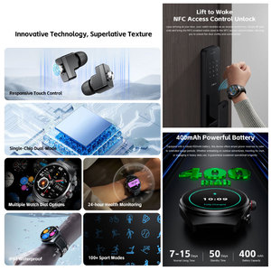 Reloj Inteligente 2 en 1 MT95 Transfronterizo para Llamadas Duales, Música, Salud, Deportes, Auriculares TWS, Multifunción, AMOLED, NFC, Sangre - Product Image 3